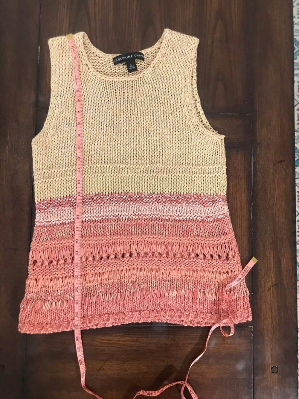 Josephine Chaus Sweater Tank Top Pink Sleeveless Sweater Knit Coastal Beach L - Picture 9 of 10